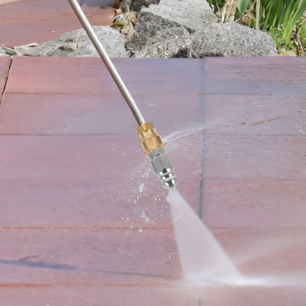 1Set High Pressure Nozzle for Garden Hose Stainless Steel Jet Nozzle with Adjustable Spray Modes for Powerful Cleaning and