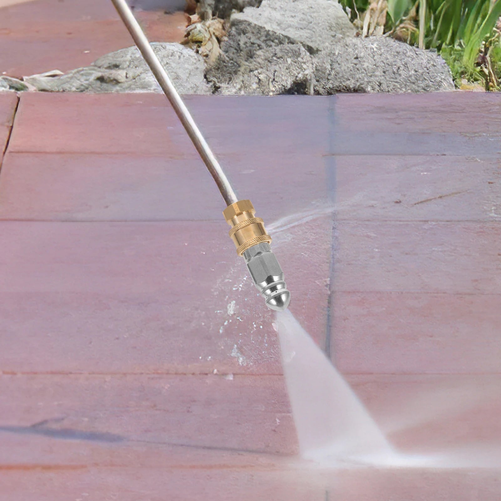 1Set High Pressure Nozzle for Garden Hose Stainless Steel Jet Nozzle with Adjustable Spray Modes for Powerful Cleaning and