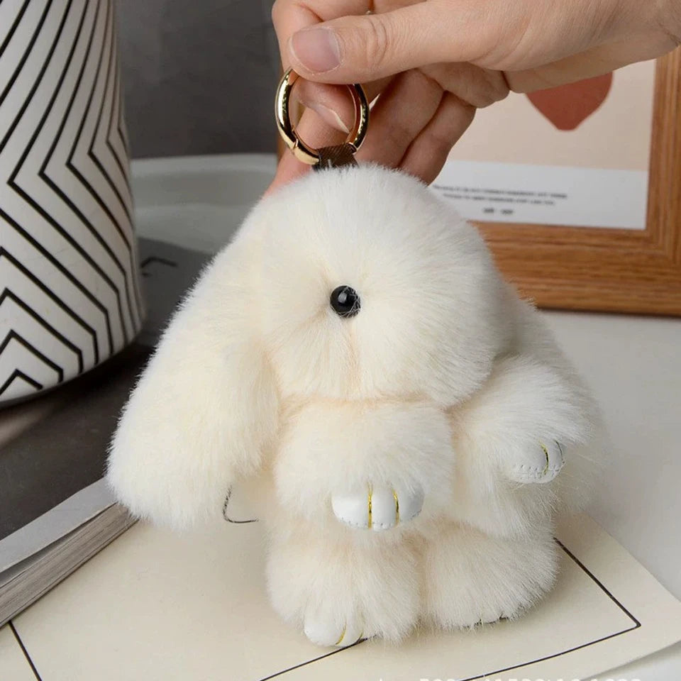 ZAKOL 15cm Fluffy Rabbit Fur Pompon Bunny Keychain Soft Cute Rabbit Toy Key Chain Bag Decoration Accessories Gift for Girls