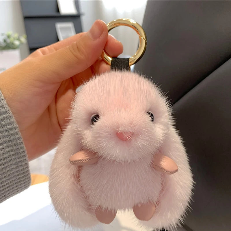 ZAKOL 15cm Fluffy Rabbit Fur Pompon Bunny Keychain Soft Cute Rabbit Toy Key Chain Bag Decoration Accessories Gift for Girls
