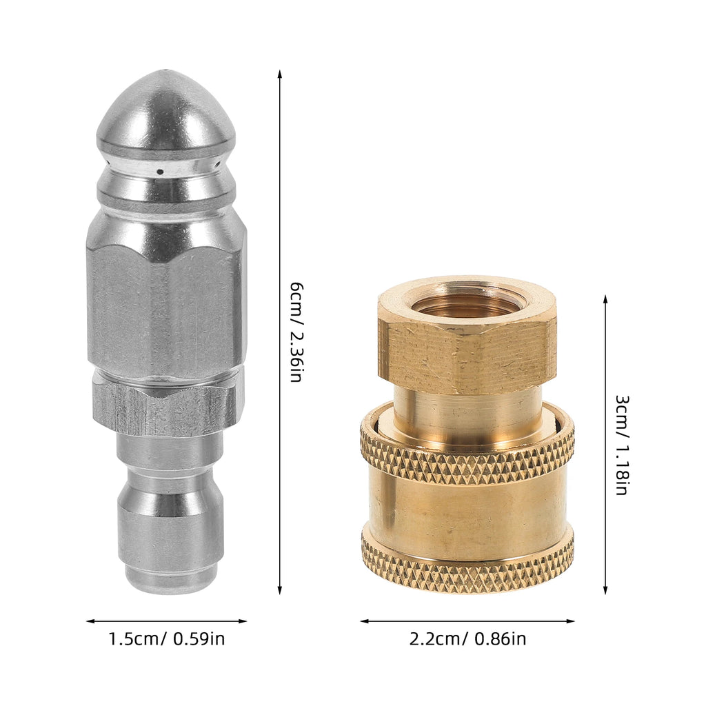 1Set High Pressure Nozzle for Garden Hose Stainless Steel Jet Nozzle with Adjustable Spray Modes for Powerful Cleaning and