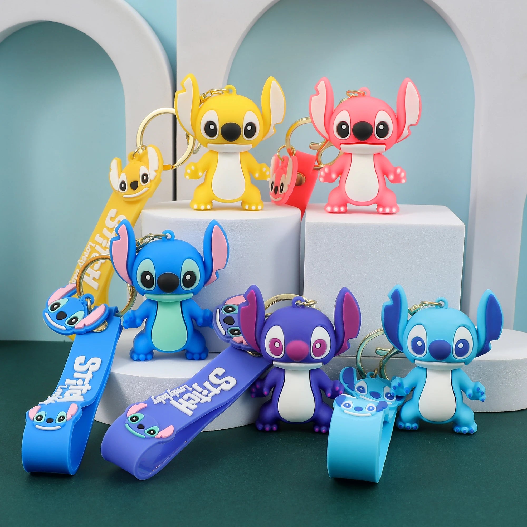 Disney Stitch Keychain - Cute Lilo & Stitch Keyrings, Durable Anime Keychains for Women Men Kids, Multi-Color Gift