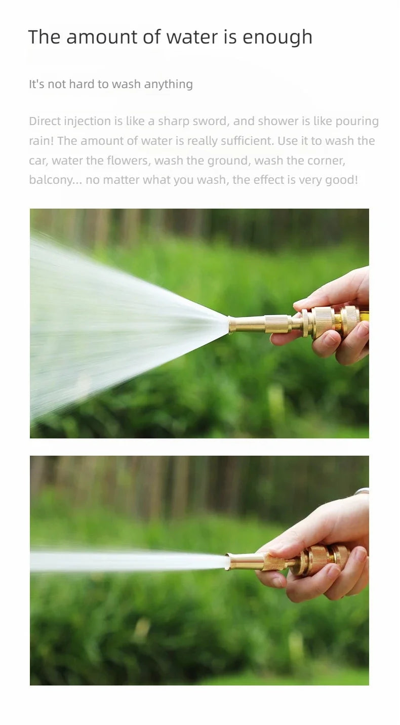 High Pressure Hose Nozzle Adjustable Garden Sprayer Power Spray Nozzle Brass Water Hose Nozzles for Garden