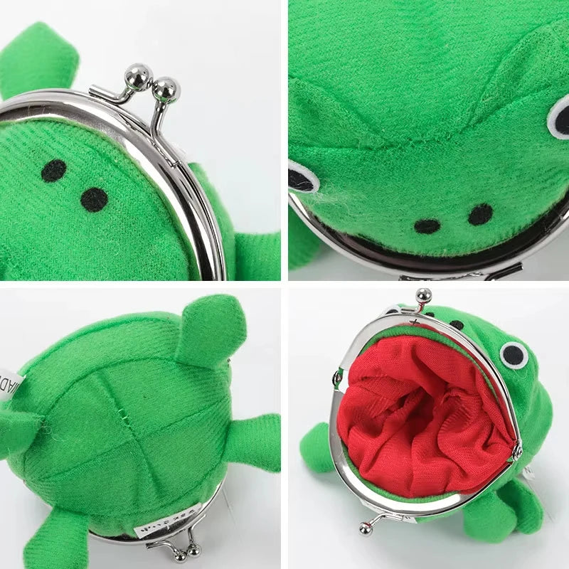 Cute Anime Frog Purse Kissing Lock Funny Plush Frog Shape Role Play Purse for Women Bag Accessories