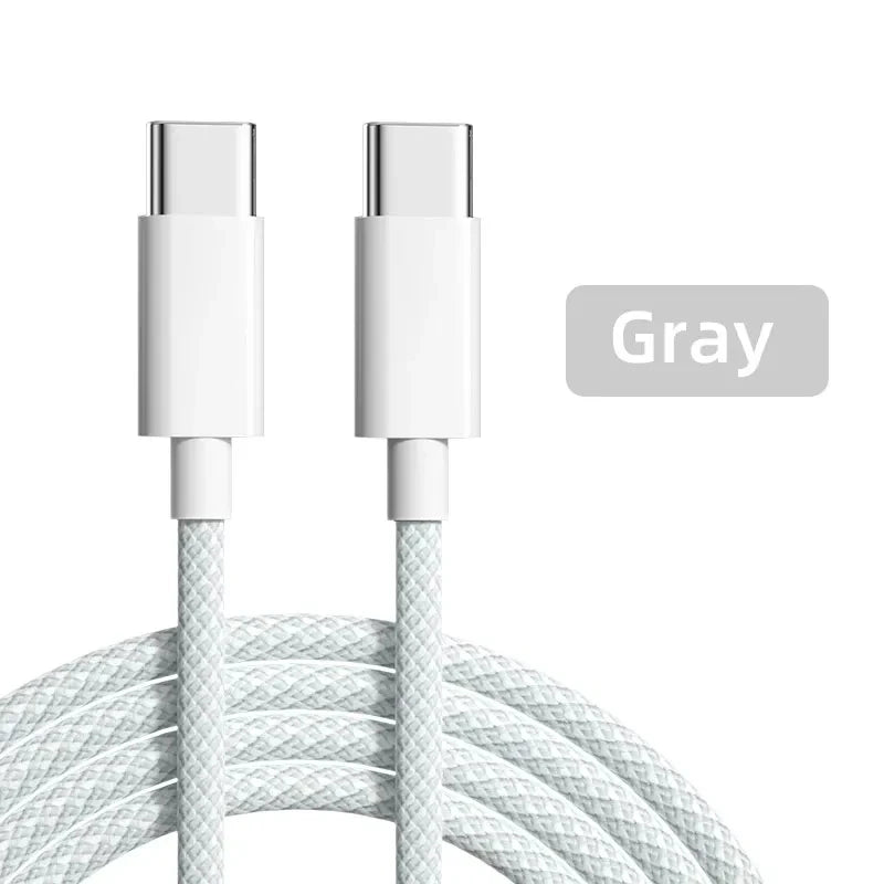 60W PD USB-C To Type C Cable for IPhone 15 16 Pro Fast Charging Wire for Huawei Xiaomi Samsung Colorful Weaving Data Cable Line