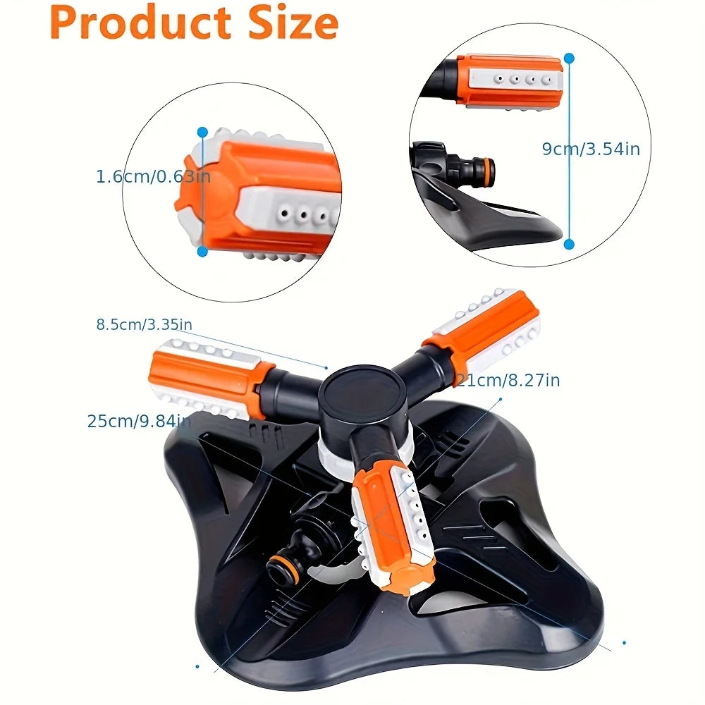 Series sprinkler system, three-way sprinkler, 360-degree automatic rotating sprinkler set for seedling irrigation