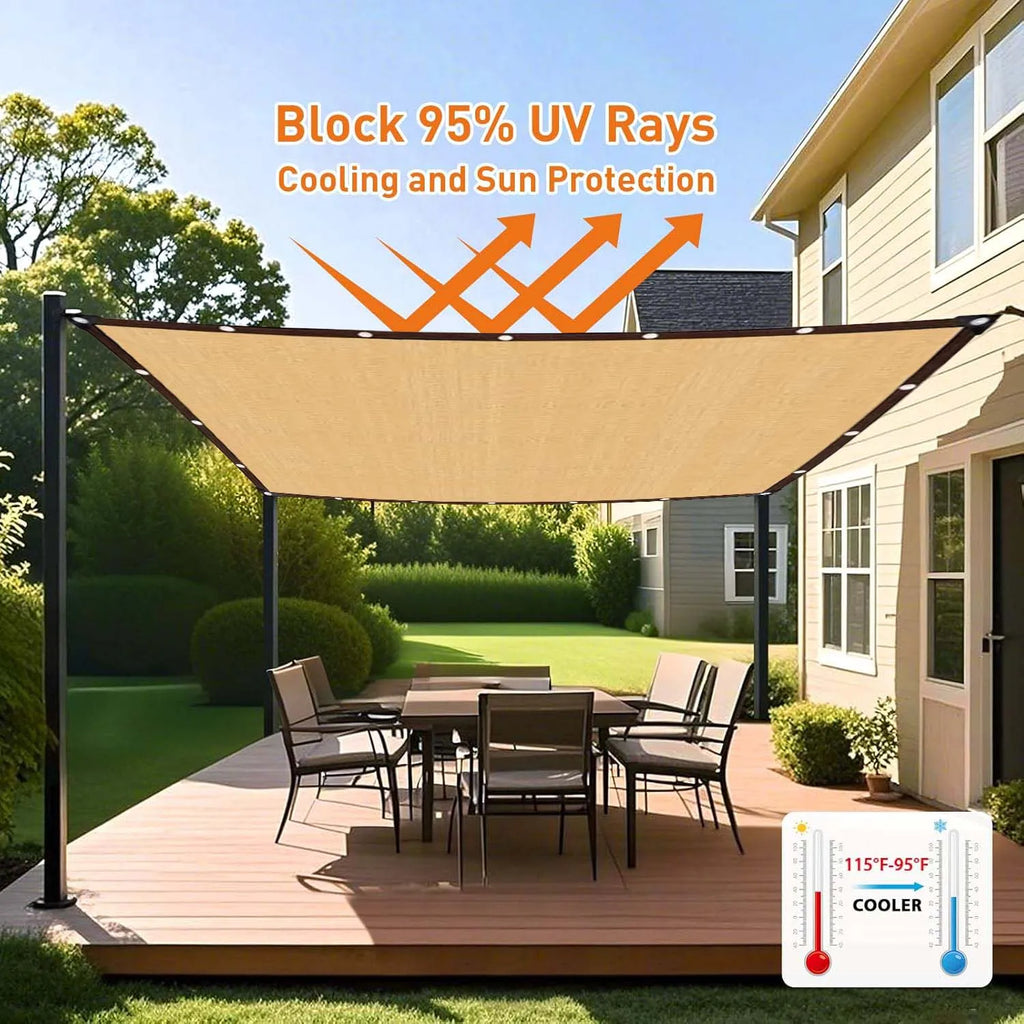 2x4m Light Beige Sun Shade Netting UV Resistant - Premium Shade Cloth for Poolside, Yard, Balcony
