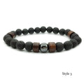8mm Volcanic Stone Bracelet for Men Lava Wooden Beads Bracelet Tibetan Buddha Male Wrist Chain Jewelry Handmade Elastic Bracelet