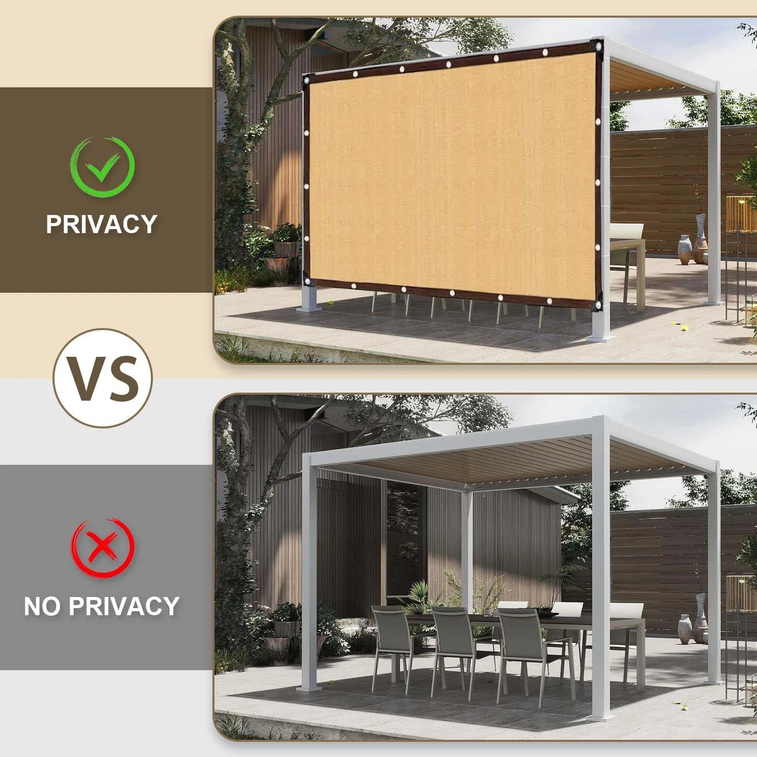 2x4m Light Beige Sun Shade Netting UV Resistant - Premium Shade Cloth for Poolside, Yard, Balcony