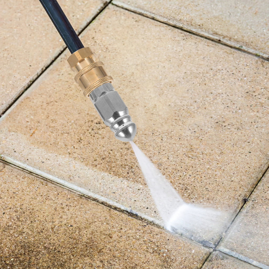 1Set High Pressure Nozzle for Garden Hose Stainless Steel Jet Nozzle with Adjustable Spray Modes for Powerful Cleaning and